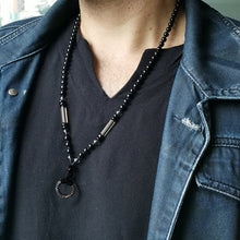 画像をギャラリービューアに読み込む, MNSS13 BEAD NECKLACE WITH STAINLESS STEEL RING AAB CO..