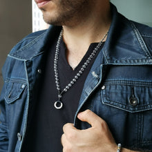 画像をギャラリービューアに読み込む, MNSS14 BEAD NECKLACE WITH STAINLESS STEEL RING AAB CO..