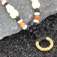 画像をギャラリービューアに読み込む, MNSS17 BEAD NECKLACE WITH STAINLESS STEEL RING AAB CO..