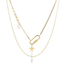 画像をギャラリービューアに読み込む, MNSS23 STAINLESS STEEL MULTI CHAIN NECKLACE WITH PEARL AAB CO..