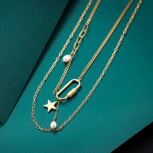 画像をギャラリービューアに読み込む, MNSS23 STAINLESS STEEL MULTI CHAIN NECKLACE WITH PEARL AAB CO..