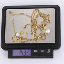 画像をギャラリービューアに読み込む, MNSS23 STAINLESS STEEL MULTI CHAIN NECKLACE WITH PEARL AAB CO..