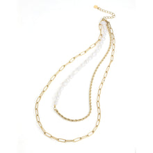 画像をギャラリービューアに読み込む, MNSS24 STAINLESS STEEL MULTI CHAIN NECKLACE WITH PEARL AAB CO..