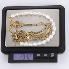 画像をギャラリービューアに読み込む, MNSS24 STAINLESS STEEL MULTI CHAIN NECKLACE WITH PEARL AAB CO..