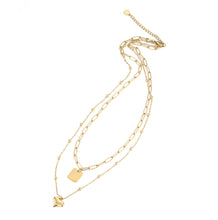 画像をギャラリービューアに読み込む, MNSS29 STAINLESS STEEL MULTI CHAIN NECKLACE WITH HEART AAB CO..