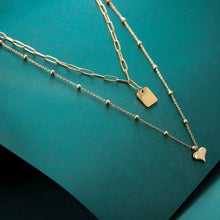 画像をギャラリービューアに読み込む, MNSS29 STAINLESS STEEL MULTI CHAIN NECKLACE WITH HEART AAB CO..