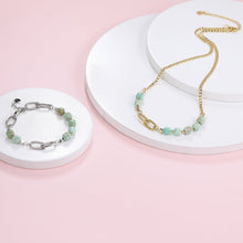 画像をギャラリービューアに読み込む, BSS857 STAINLESS STEEL BRACELET WITH NATURAL STONE AAB CO..