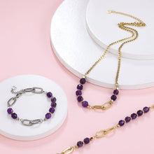 画像をギャラリービューアに読み込む, NSS780 STAINLESS STEEL NECKLACE WITH NATURAL STONE AAB CO..