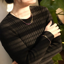 画像をギャラリービューアに読み込む, NSS780 STAINLESS STEEL NECKLACE WITH NATURAL STONE AAB CO..
