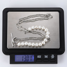 画像をギャラリービューアに読み込む, NSS797 STAINLESS STEEL NECKLACE WITH SHELL PEARL AAB CO..