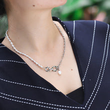 画像をギャラリービューアに読み込む, NSS798 STAINLESS STEEL NECKLACE WITH PEARL AAB CO..