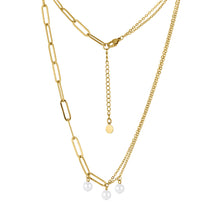 画像をギャラリービューアに読み込む, NSS803 STAINLESS STEEL NECKLACE WITH PEARL AAB CO..