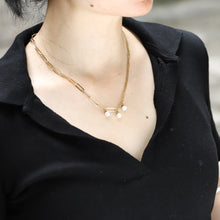 画像をギャラリービューアに読み込む, NSS803 STAINLESS STEEL NECKLACE WITH PEARL AAB CO..