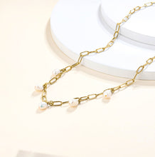 画像をギャラリービューアに読み込む, NSS804 STAINLESS STEEL NECKLACE WITH PEARL AAB CO..