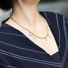 画像をギャラリービューアに読み込む, NSS804 STAINLESS STEEL NECKLACE WITH PEARL AAB CO..