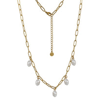 画像をギャラリービューアに読み込む, NSS804 STAINLESS STEEL NECKLACE WITH PEARL AAB CO..