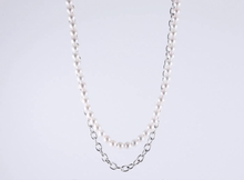 画像をギャラリービューアに読み込む, NSS862 STAINLESS STEEL NECKLACE WITH SHELL PEARL AAB CO..