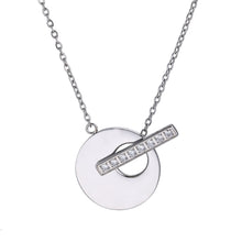 画像をギャラリービューアに読み込む, NSS896 STAINLESS STEEL T-BAR NECKLACE WITH CZ AAB CO..