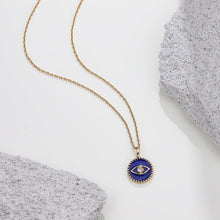 画像をギャラリービューアに読み込む, PSS1235 STAINLESS STEEL ROUND PENDANT WITH EVIL EYE DESIGN AAB CO..