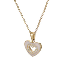 画像をギャラリービューアに読み込む, PSS1242 STAINLESS STEEL HEART SHAPE PENDANT WITH EPOXY & CZ AAB CO..