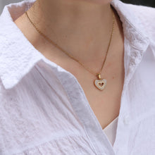 画像をギャラリービューアに読み込む, PSS1242 STAINLESS STEEL HEART SHAPE PENDANT WITH EPOXY & CZ AAB CO..