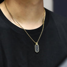 画像をギャラリービューアに読み込む, PSS1275 STAINLESS STEEL OVAL PENDANT WITH FORGED CARBON AAB CO..