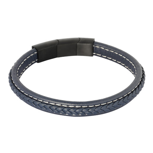 BSS578 STAINLESS STEEL  LEATHER BRACELET AAB CO..