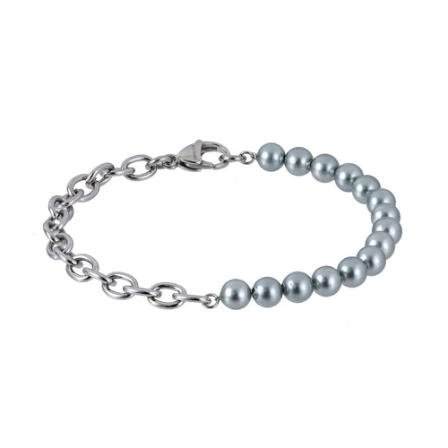 BSS904 STAINLESS STEEL BRACELET WITH SHELL PEARL AAB CO..