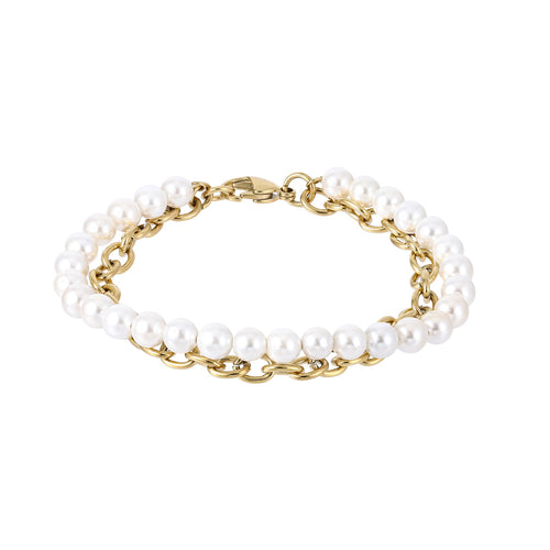 BSS905 STAINLESS STEEL BRACELET WITH SHELL PEARL AAB CO..