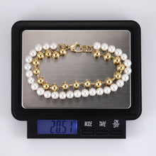 画像をギャラリービューアに読み込む, BSS906 STAINLESS STEEL BRACELET WITH SHELL PEARL AAB CO..
