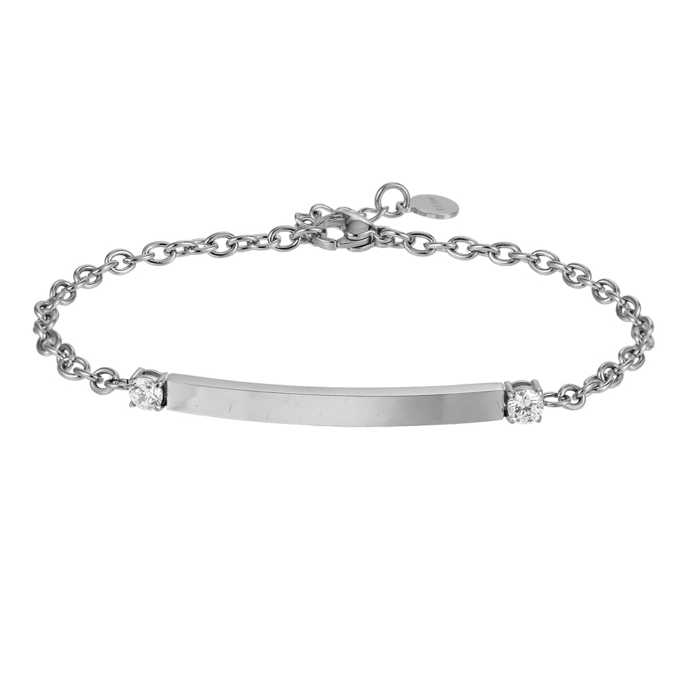 BSS962 STAINLESS STEEL BRACELET WITH CZ AAB CO..