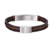 画像をギャラリービューアに読み込む, BSS979 STAINLESS STEEL LEATHER BRACELET WITH ID PLATE AAB CO..
