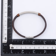 画像をギャラリービューアに読み込む, BSS979 STAINLESS STEEL LEATHER BRACELET WITH ID PLATE AAB CO..
