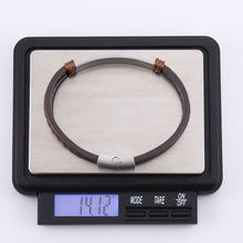 画像をギャラリービューアに読み込む, BSS979 STAINLESS STEEL LEATHER BRACELET WITH ID PLATE AAB CO..
