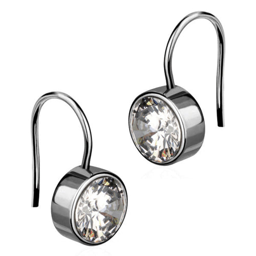 ESS148 STAINLESS STEEL EARRING WITH CZ AAB CO..