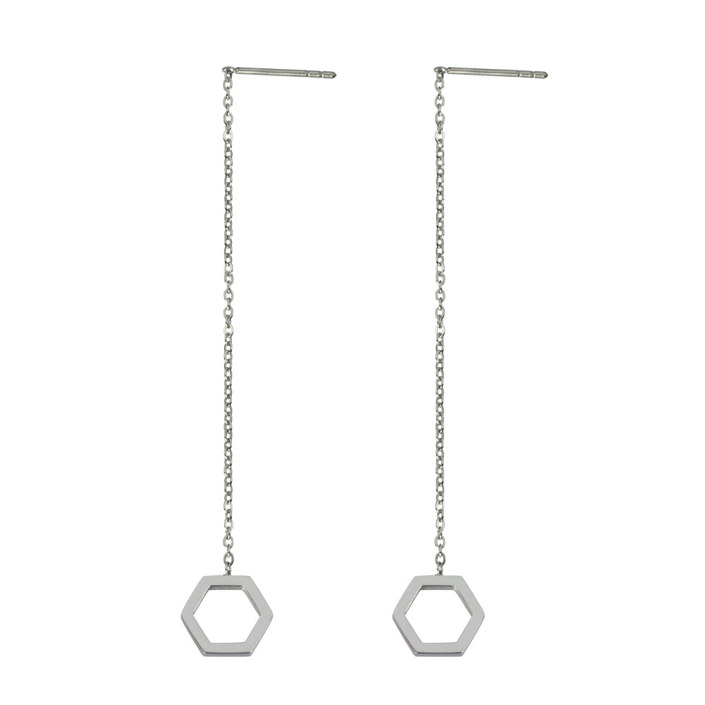 ESS645 STAINLESS STEEL EARRING WITH HEXAGON AAB CO..