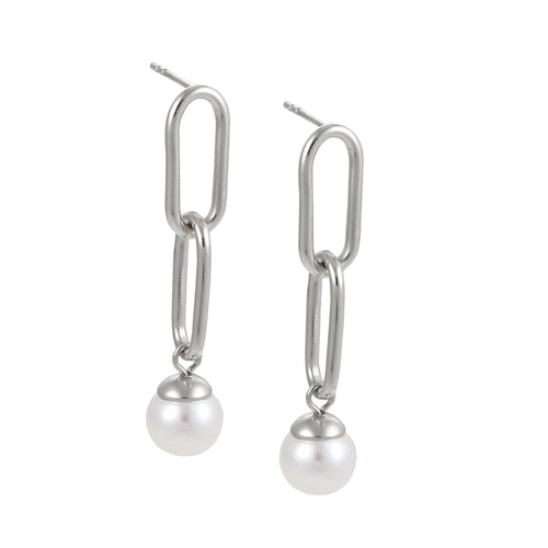 ESS718 STAINLESS STEEL EARRING WITH SHELL PEARL AAB CO..