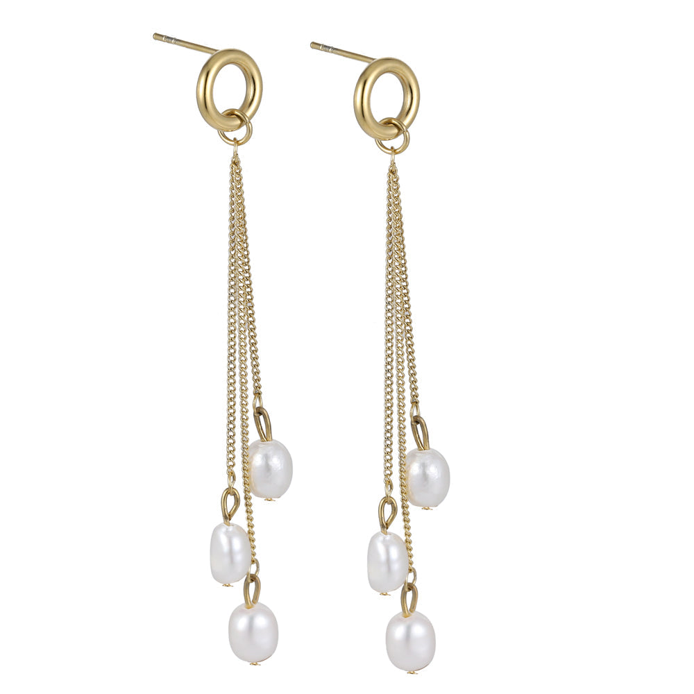 ESS719 STAINLESS STEEL EARRING WITH PEARL AAB CO..