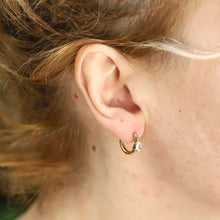 画像をギャラリービューアに読み込む, stainless steel earring, pear CZ earring, lady earring, hoop earring
