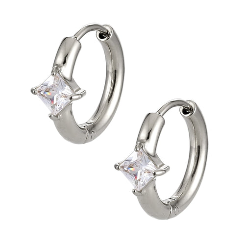 stainless steel earring, CZ earring, Hoop earring, lady earring