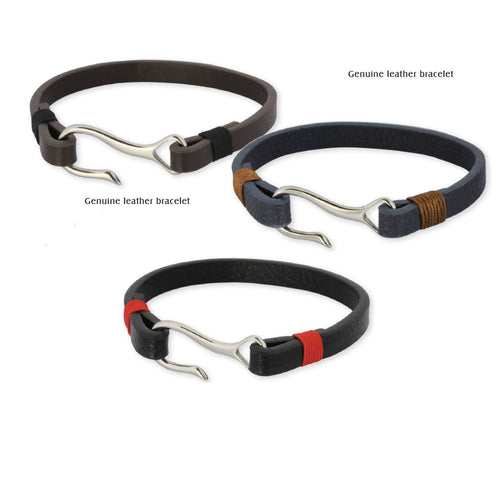 BSS611 STAINLESS STEEL LEATHER BRACELET AAB CO..