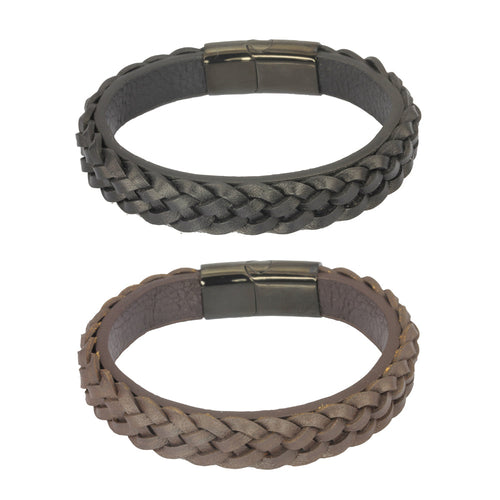 MBSS23 LEATHER BRACELET WITH STAINLESS STEEL CLOSURE AAB CO..