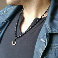 画像をギャラリービューアに読み込む, MNSS11 BEAD NECKLACE WITH STAINLESS STEEL RING AAB CO..
