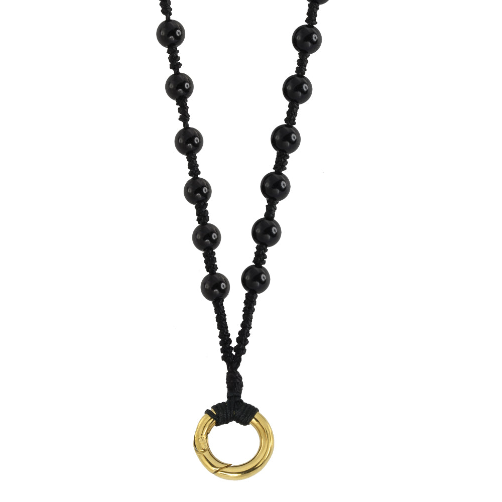 MNSS11 BEAD NECKLACE WITH STAINLESS STEEL RING AAB CO..