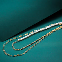 画像をギャラリービューアに読み込む, MNSS24 STAINLESS STEEL MULTI CHAIN NECKLACE WITH PEARL AAB CO..
