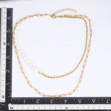 画像をギャラリービューアに読み込む, MNSS24 STAINLESS STEEL MULTI CHAIN NECKLACE WITH PEARL AAB CO..
