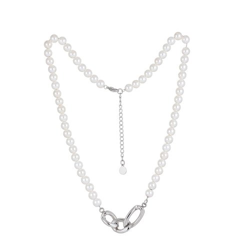 NSS802 STAINLESS STEEL NECKLACE WITH SHELL PEARL AAB CO..