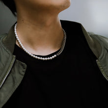 画像をギャラリービューアに読み込む, NSS863 STAINLESS STEEL NECKLACE WITH SHELL PEARL AAB CO..
