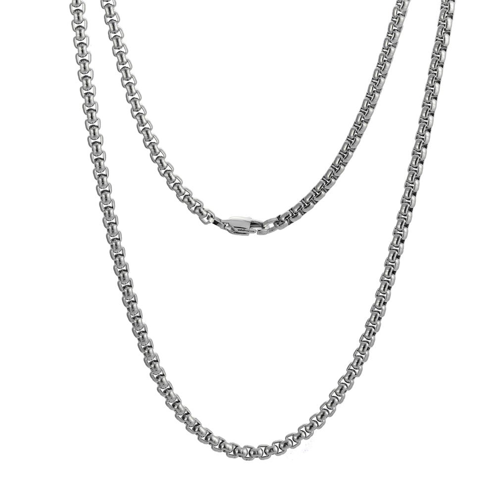 NSS906 STAINLESS STEEL ROUND BOX CHAIN NECKLACE AAB CO..