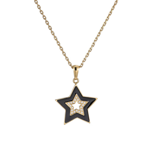 PSS1241 STAINLESS STEEL STAR SHAPE PENDANT WITH EPOXY & CZ AAB CO..